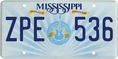 MS license plate ZPE536