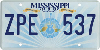 MS license plate ZPE537