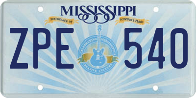 MS license plate ZPE540