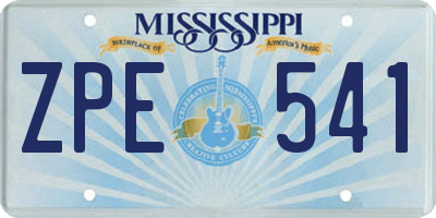 MS license plate ZPE541