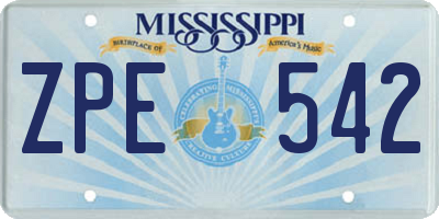 MS license plate ZPE542