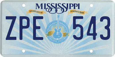 MS license plate ZPE543