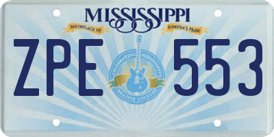 MS license plate ZPE553