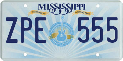 MS license plate ZPE555