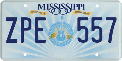 MS license plate ZPE557