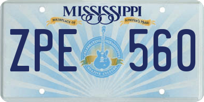 MS license plate ZPE560