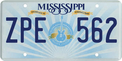 MS license plate ZPE562