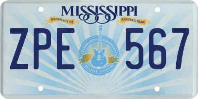 MS license plate ZPE567