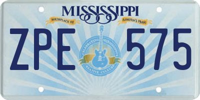 MS license plate ZPE575