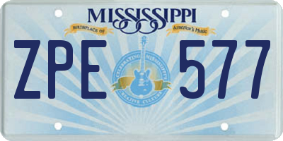 MS license plate ZPE577