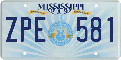 MS license plate ZPE581