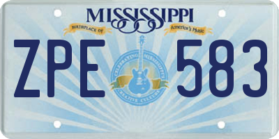 MS license plate ZPE583