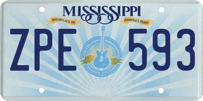 MS license plate ZPE593