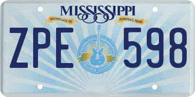 MS license plate ZPE598