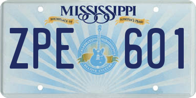 MS license plate ZPE601