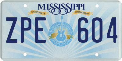MS license plate ZPE604