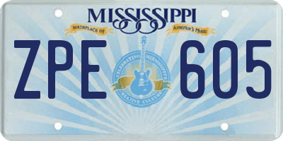 MS license plate ZPE605