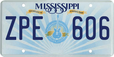 MS license plate ZPE606