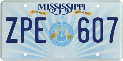 MS license plate ZPE607