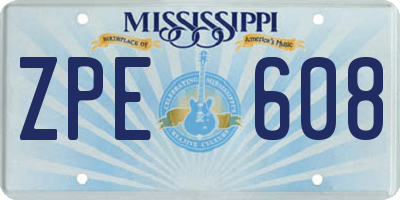 MS license plate ZPE608