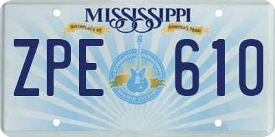 MS license plate ZPE610