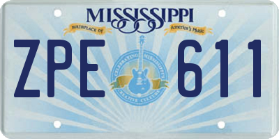 MS license plate ZPE611