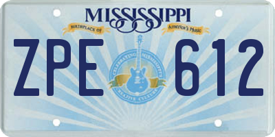 MS license plate ZPE612