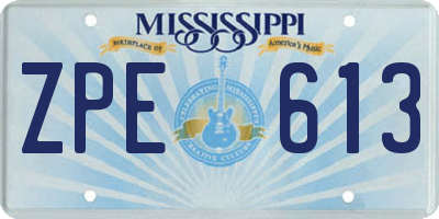 MS license plate ZPE613