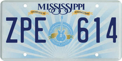 MS license plate ZPE614