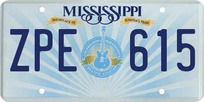 MS license plate ZPE615