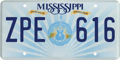 MS license plate ZPE616