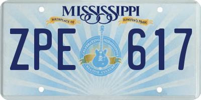 MS license plate ZPE617
