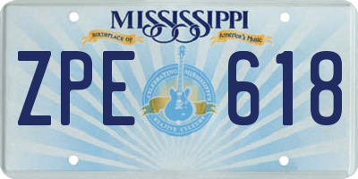 MS license plate ZPE618
