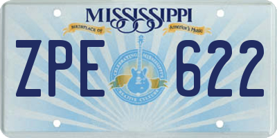 MS license plate ZPE622