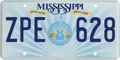 MS license plate ZPE628