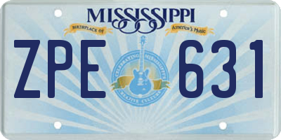 MS license plate ZPE631