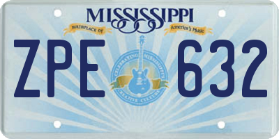 MS license plate ZPE632
