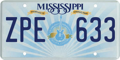 MS license plate ZPE633