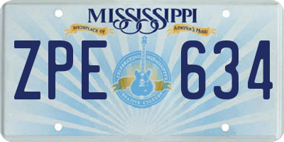 MS license plate ZPE634