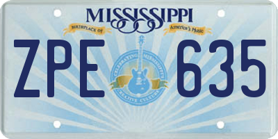 MS license plate ZPE635