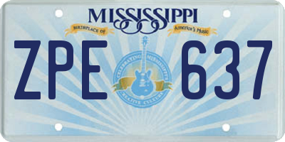 MS license plate ZPE637