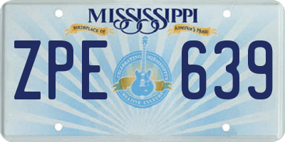MS license plate ZPE639