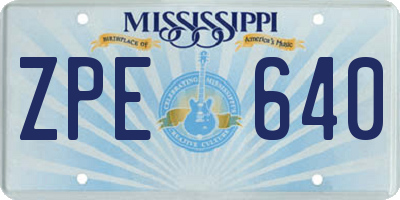 MS license plate ZPE640