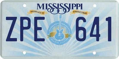 MS license plate ZPE641