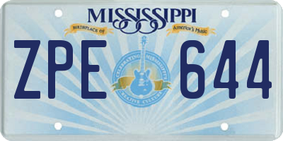 MS license plate ZPE644