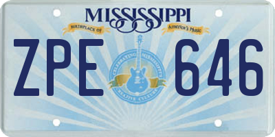 MS license plate ZPE646