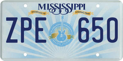 MS license plate ZPE650