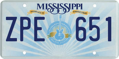 MS license plate ZPE651