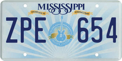 MS license plate ZPE654