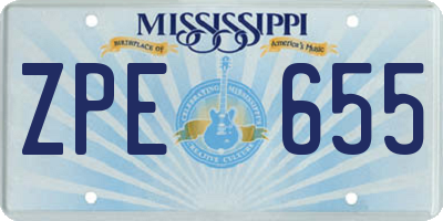 MS license plate ZPE655